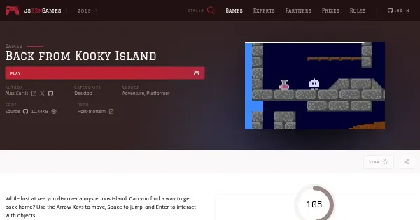 Screenshot of back from kooky island
