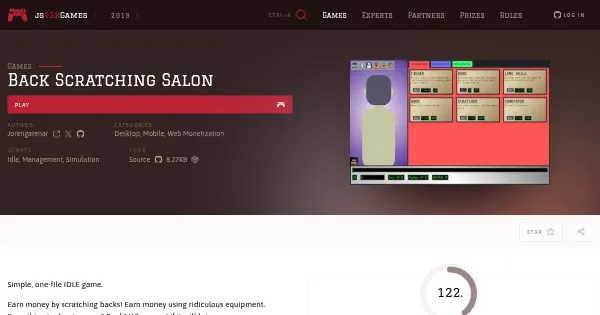Screenshot of back scratching salon