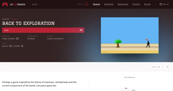 Screenshot of back to exploration