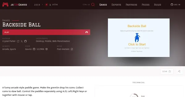 Screenshot of backside ball