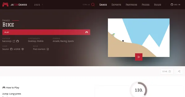 Screenshot of bike
