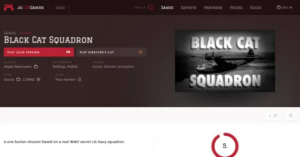 Screenshot of black cat squadron