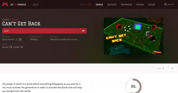 Screenshot of cant get back