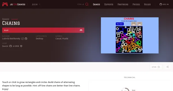 Screenshot of chains