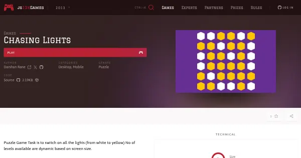 Screenshot of chasing lights