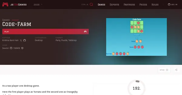 Screenshot of code farm