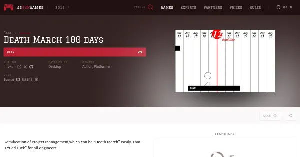 Screenshot of death march 100 days