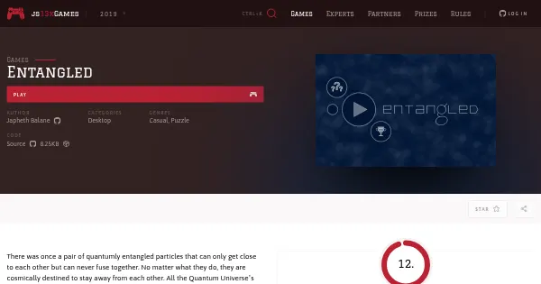 Screenshot of entangled
