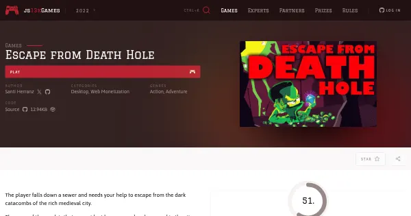 Screenshot of escape from death hole