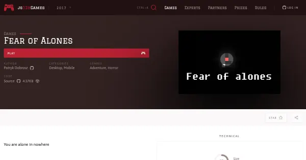 Screenshot of fear of alones