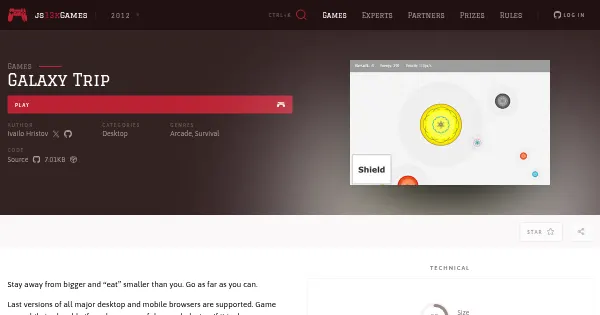 Screenshot of galaxy trip