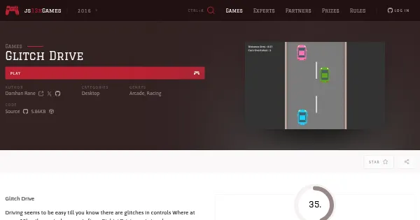 Screenshot of glitch drive
