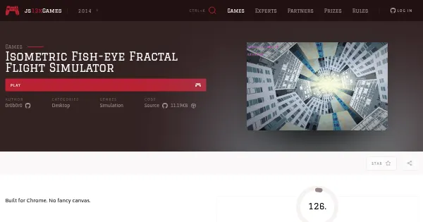 Screenshot of isometric fish eye fractal flight simulator