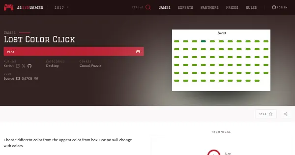 Screenshot of lost color click