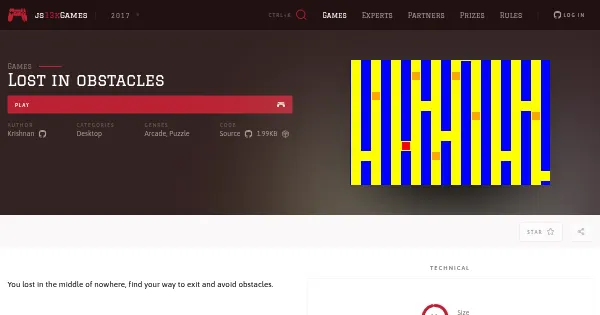 Screenshot of lost in obstacles
