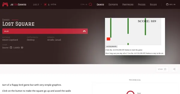 Screenshot of lost square