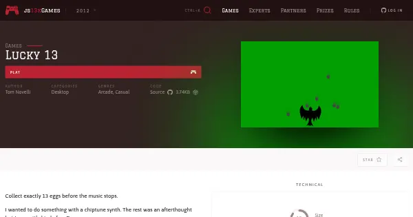 Screenshot of lucky 13