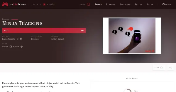 Screenshot of ninja tracking