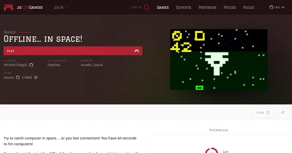 Screenshot of offline in space