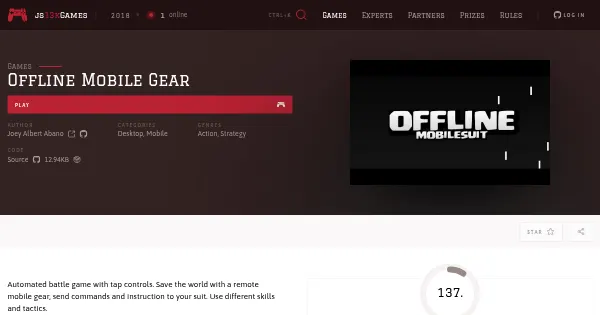 Screenshot of offline mobile gear