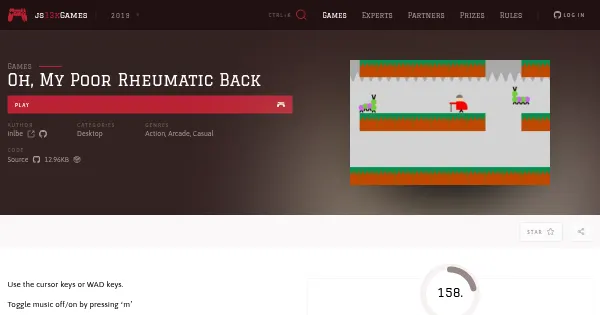 Screenshot of oh my poor rheumatic back