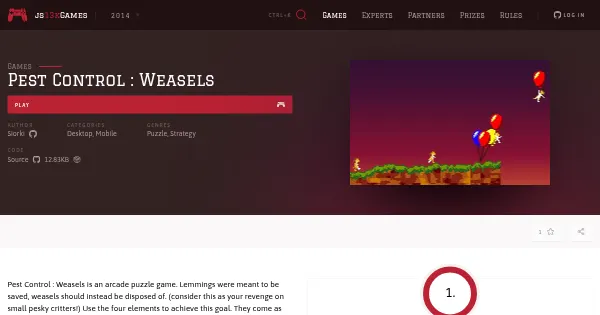 Screenshot of pest control weasels