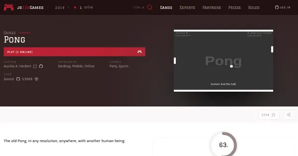 Screenshot of pong
