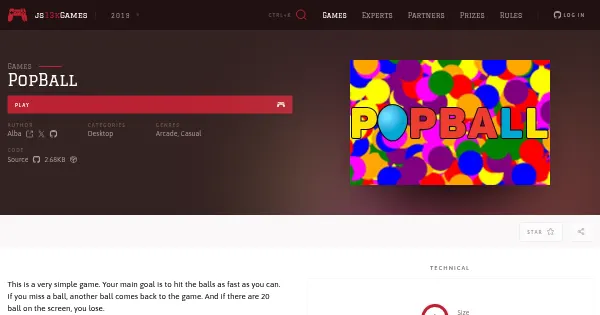 Screenshot of popball