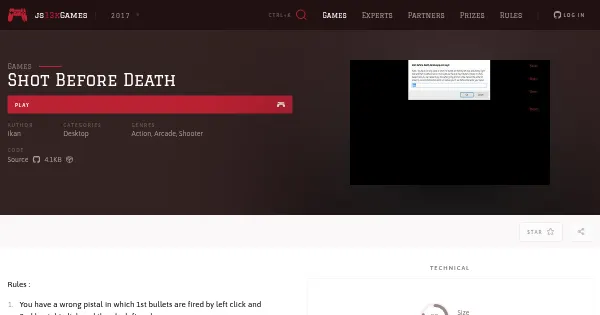Screenshot of shot before death