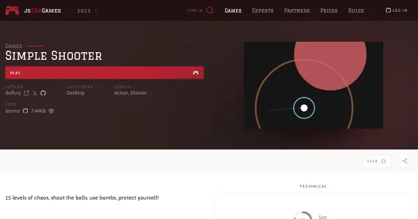 Screenshot of simple shooter