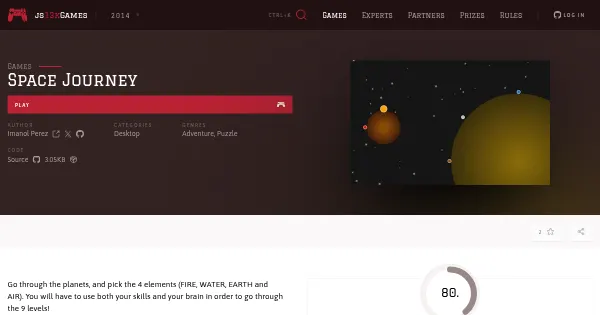 Screenshot of space journey
