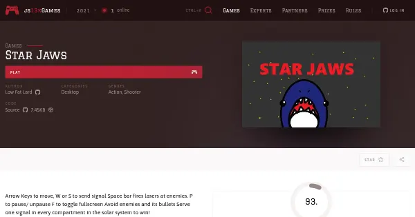 Screenshot of star jaws