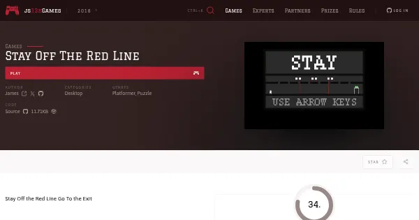 Screenshot of stay off the red line
