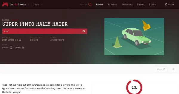 Screenshot of super pinto rally racer