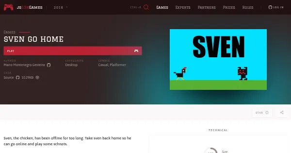 Screenshot of sven go home