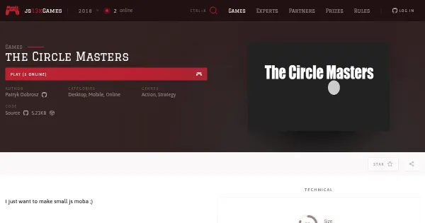 Screenshot of the circle masters