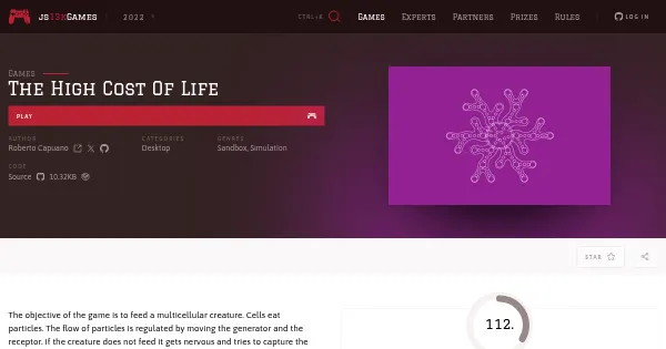 Screenshot of the high cost of life