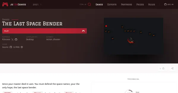 Screenshot of the last space bender