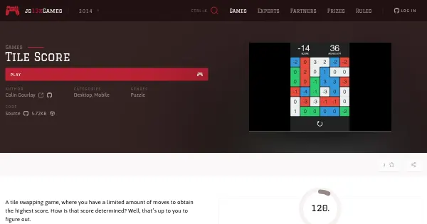 Screenshot of tile score