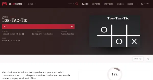 Screenshot of toe tac tic