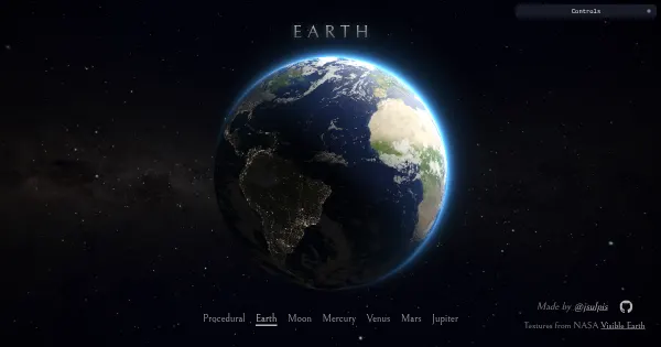 Screenshot of realtime planet shader