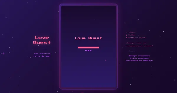 Screenshot of pixel valentine