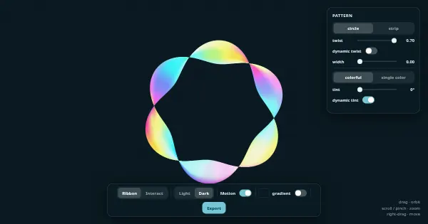Screenshot of ribbon generator