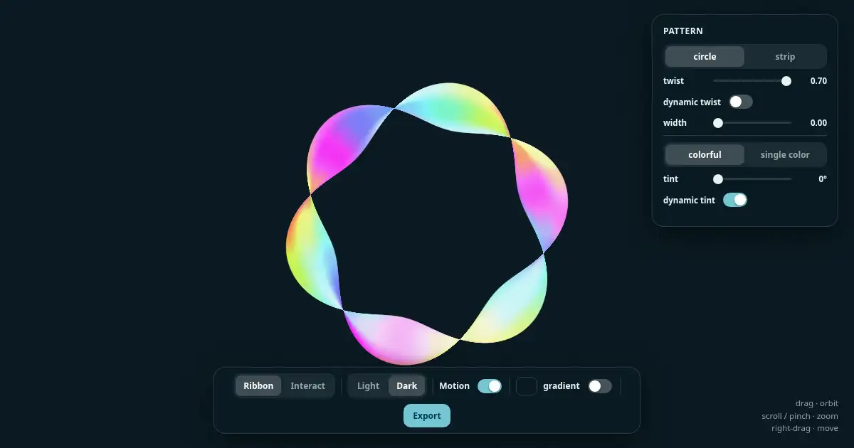 Screenshot of ribbon generator