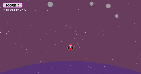 Screenshot of asteroids game