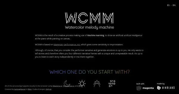 Screenshot of watercolormelodymachine