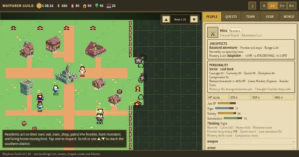 Screenshot of wayfarer guild
