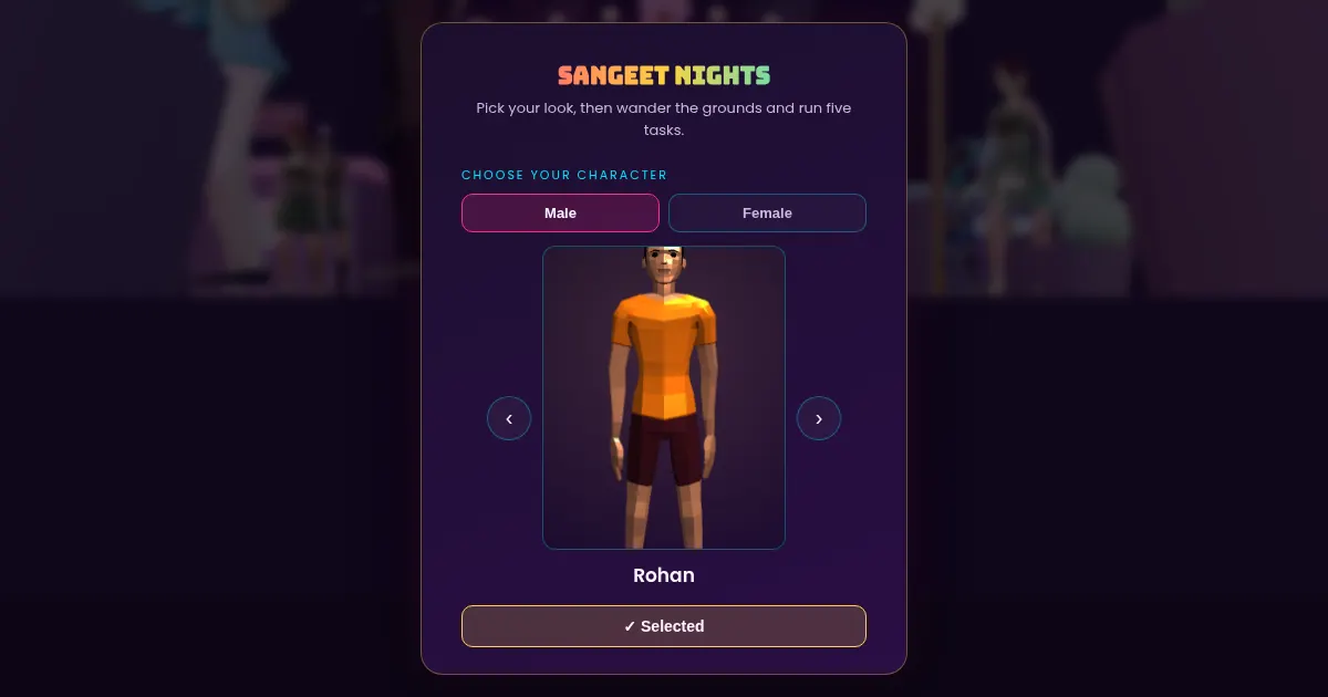 Screenshot of sangeet nights
