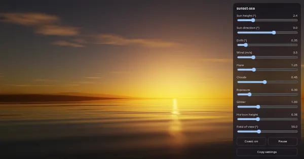 Screenshot of sunset sea