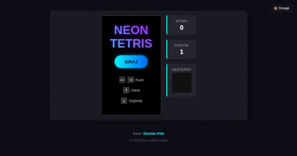 Screenshot of neon tetris